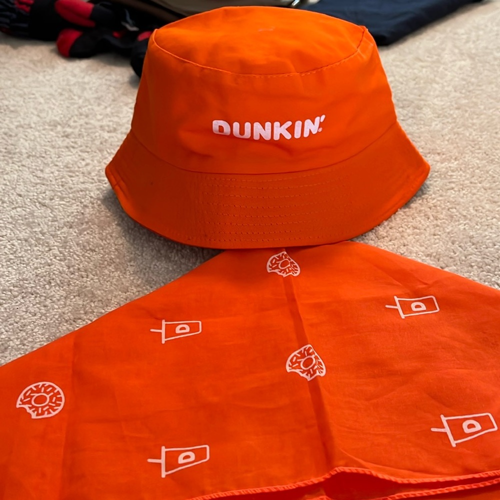 Reversible Dunkin’ Donuts bucket hat and bandana